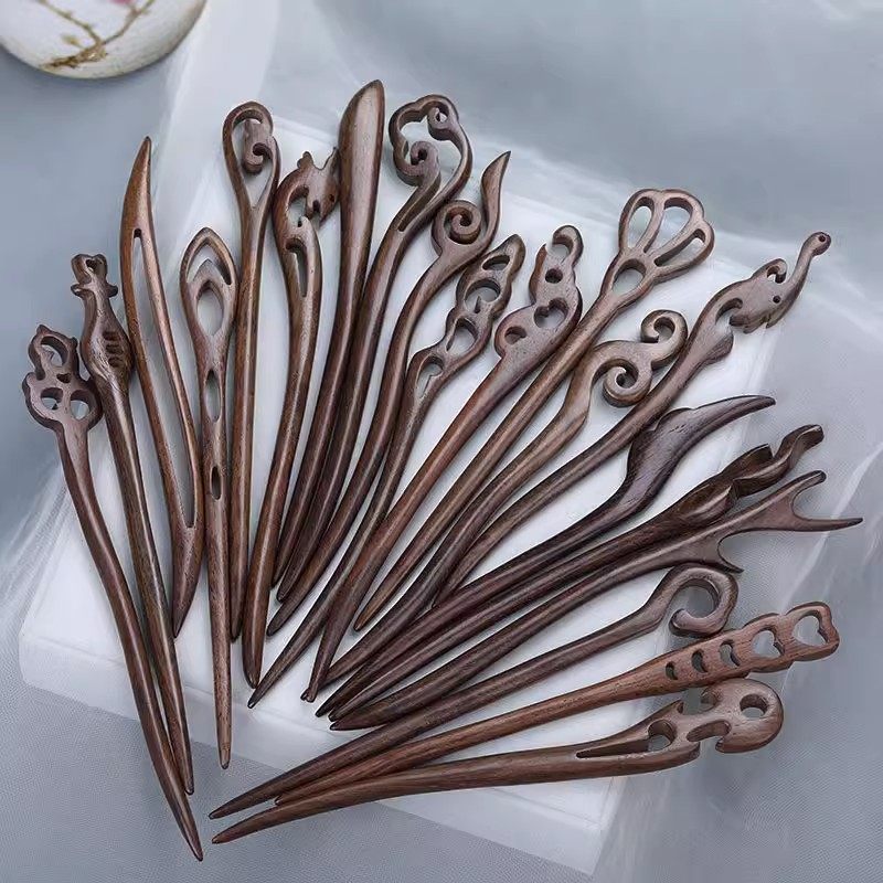 棕木实木木簪子简约现代发簪古风日常发饰盘发木簪汉服旗袍头饰