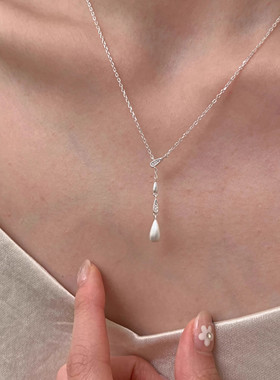 银色水滴项链女款2026新爆款颈链