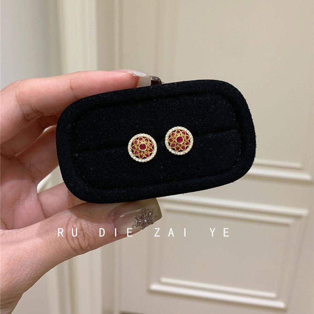 玫瑰花窗~中古法式宫廷风满钻镂空耳钉新中式国风高级感耳饰,饰品/流行首饰/时尚饰品新,耳钉,淘宝优惠券,粉丝福利购,淘宝优惠卷