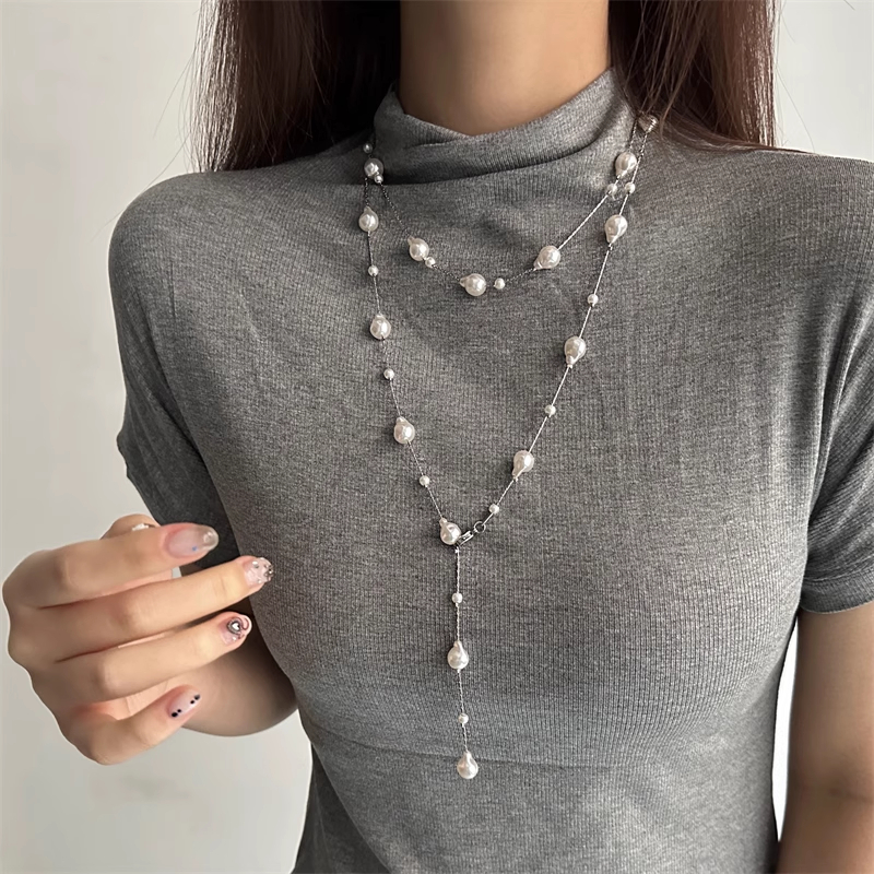 长款珍珠项链女2025年新款小众高级设计感春夏叠戴百搭锁骨链配饰