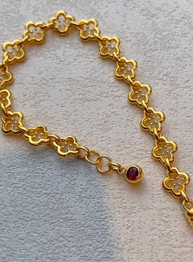 现货vintage【四叶花】金环扣