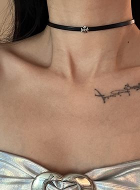 显脖子细的基础款软皮choker黑色