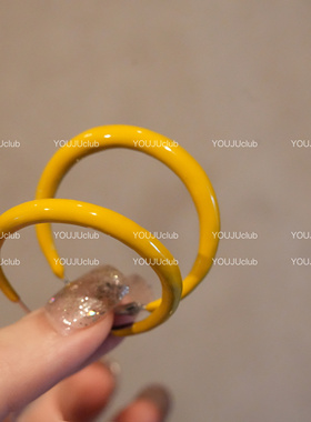 黄油面包～复古港风黄色滴油素圈气质时髦百搭y2y耳环925银针耳饰