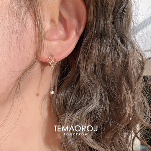 日系轻奢蕾丝流苏镀14k金耳环女高级感精致百搭显脸小长款耳饰秋