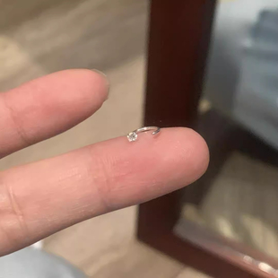 S999足银 C形单钻耳圈韩系简约百搭迷你设计冷淡风气质养耳洞耳饰