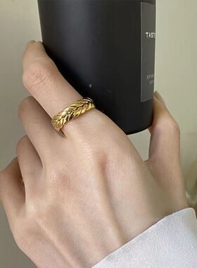 欧美简约质感金属粗细麦穗开口