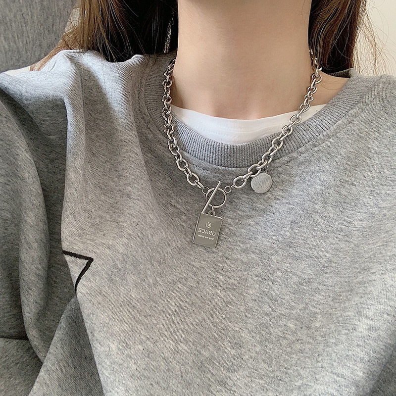 钛钢不掉色硬币t恤卫衣项链男女