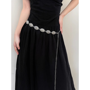 波西米亚金属花朵腰链女复古民族风搭配裙子细腰带辣妹高级感配饰