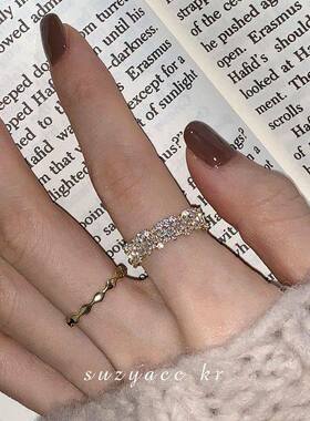 超闪水钻开口戒指2022年新款潮