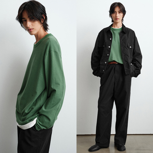 T恤男女同款 织布机纯棉基础打底长袖 170G舒适老式 WHIMIN