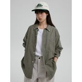 男女同款 WHIMIN 日产棉质肌理感提花细格纹衬衫