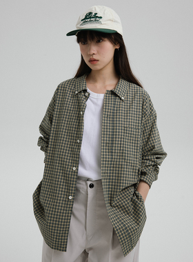 WHIMIN 日产棉质肌理感提花细格纹衬衫男女同款