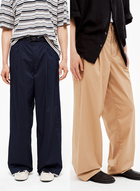 WHIMIN GRANTEX棉混纺凉感直筒宽松休闲裤