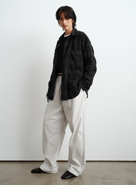 WHIMIN 温暖羊毛棉混纺格纹长袖衬衫男女同款