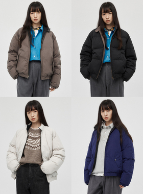 WHIMIN 双面轻便90白鸭绒羽绒服面包服外套男女同款