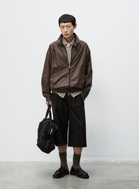 WHIMIN 肌理感高密涂层纯棉薄款哈灵顿夹克外套男女同款