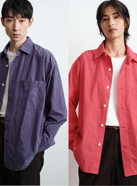 WHIMIN SUPIMA匹马棉盐缩水洗长袖衬衫男女同款宽松易打理衬衣