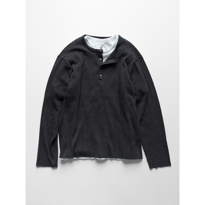 WHIMIN天丝亚麻亨利领长袖T恤