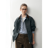 夹克男女同款 WHIMIN 强捻棉复古水洗哈灵顿夹克日常秋冬通勤短款