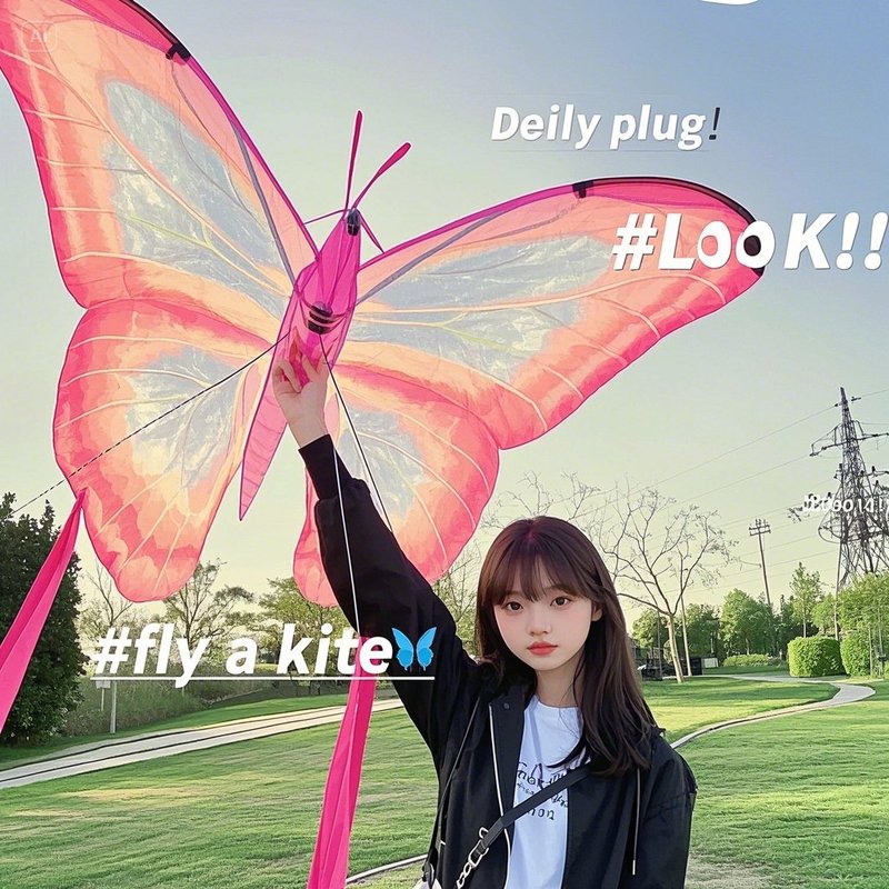 拍照出片梦幻蝴蝶风筝亲子浪漫