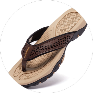 外贸原单大码出口厚底增高人字拖鞋男户外休闲防滑减震真皮凉拖鞋