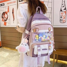 可爱高颜值可爱少女心初高中生轻便背包初中女生书包2025新款初中生大容量吧唧二次元风耐脏痛包轻便双肩背包