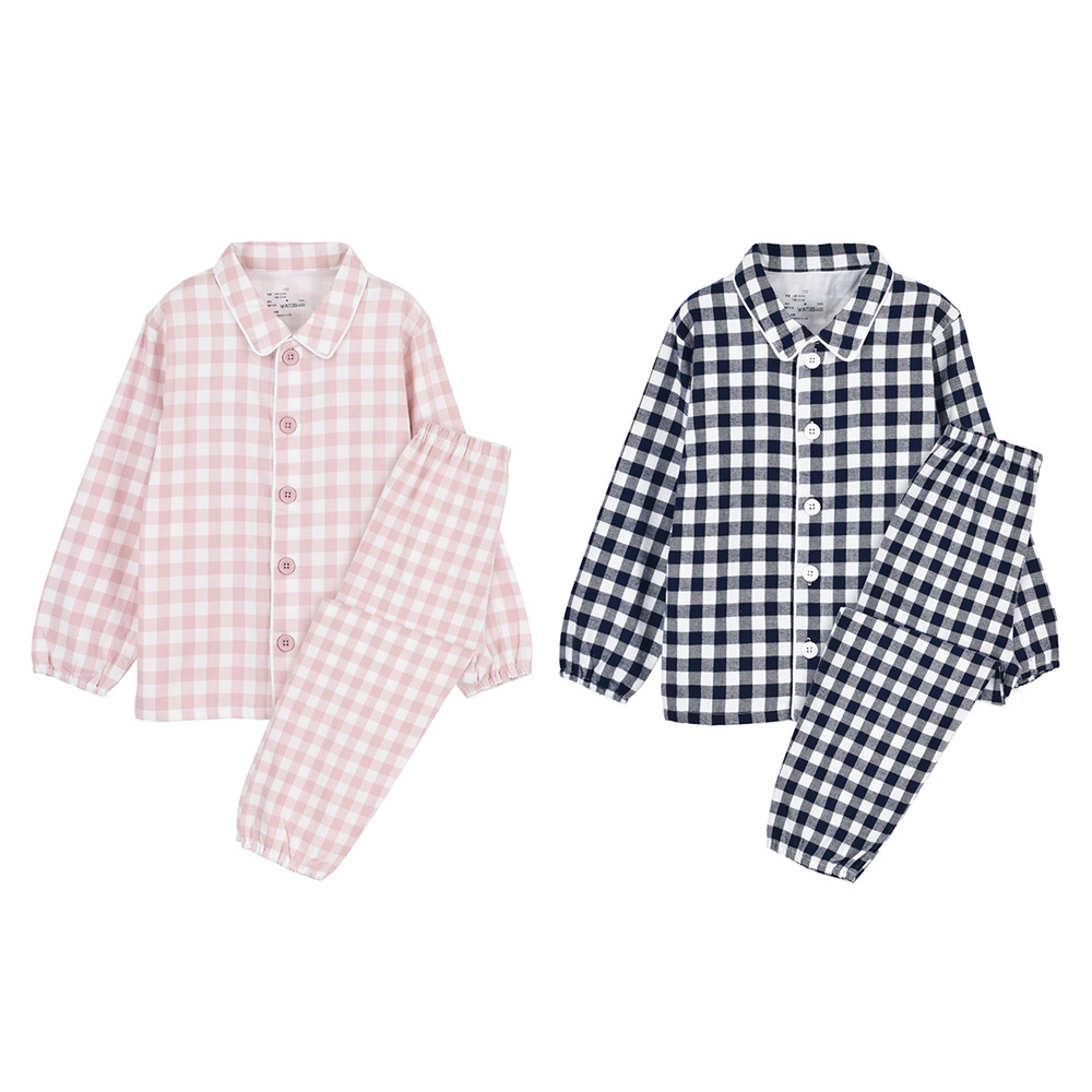 儿童法兰绒睡衣无印家居服套装良品大童无侧缝秋冬磨毛棉绒厚