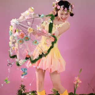 蝴蝶花伞diy全套材料包春游女生氛围感出片神器户外拍照摄影道具