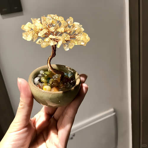 小众招财水晶树盆栽摆件装饰礼品