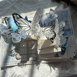 创意蝴蝶立体书手工diy材料包七夕节礼物自制手作书贺卡情书礼品