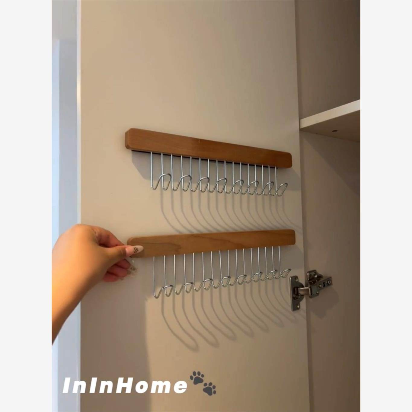 【新家的一百个快递】家用吊带内衣收纳壁挂式伸缩挂钩多功能抽拉,收纳整理,木质衣架,淘宝优惠券,粉丝福利购,淘宝优惠卷