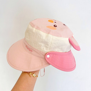 婴儿帽子宝宝2026新款儿童防晒帽披肩护脖春夏款遮阳帽男女薄款