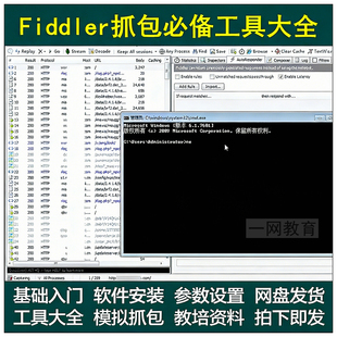 Fiddler抓包数据包分析https实战设置拦截手机APP送工具学习视频