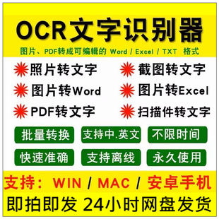 专业版ocr文字识别软件pdf图片转word扫描件批量转换提取截图文字