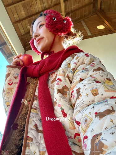 【现货】可爱小狗冬春新款绗棉两面穿毛绒棉服保暖宽松外套上衣女