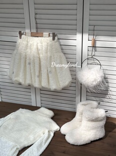 2025秋冬雪花烫钻松紧腰时尚百搭压褶保暖半身裙女A字短裙