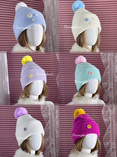 【现货】彩色兔毛冬季帽子女防风套头帽针织帽百搭保暖毛线帽