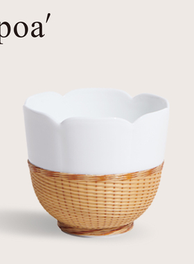 「浦poa」竹丝扣瓷手工玉堂杯温文杯禅意竹编闻香杯品茗杯景德镇