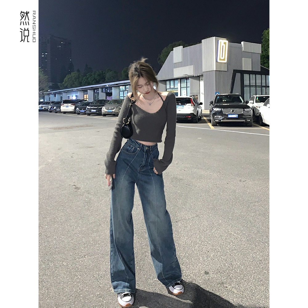 毛衣v领春秋辣妹短款针织衫