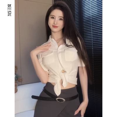 上衣polo辣妹纯欲风衬衫