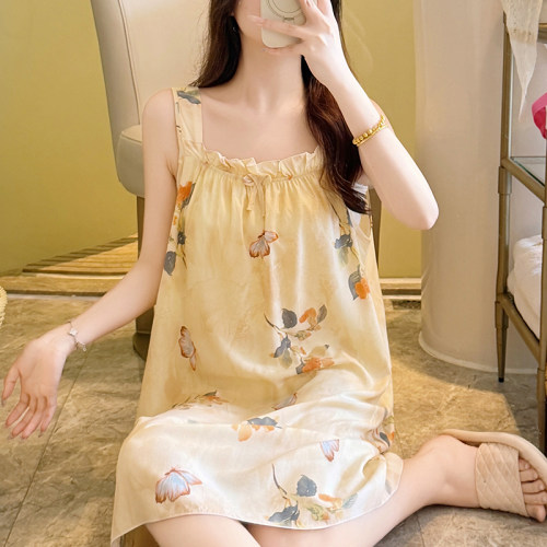 睡裙夏季女吊带棉绸连衣裙睡衣