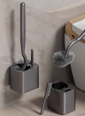 枪灰色马桶刷免打孔厕所刷子家用长手柄清洁套装卫生间洗马桶神器