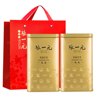 张一元茶叶新茶特种茉莉花茶八窨毛尖金桶两罐装400g( 200g*2罐）