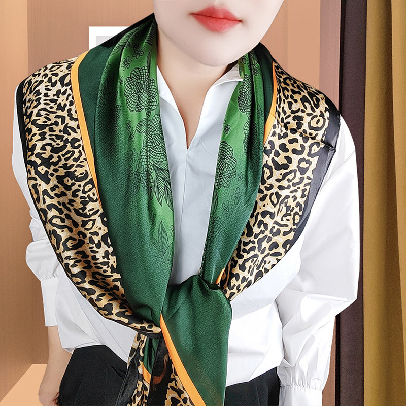 杭州丝绸仿真丝丽锦缎百搭90大方巾围巾丝巾女秋冬季新款洋气时尚