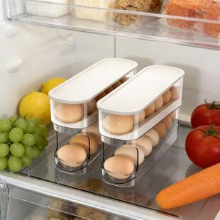 滚动鸡蛋收纳盒箱用侧门放鸡蛋盒的整冰理神器装鸡蛋架托滚蛋盒子