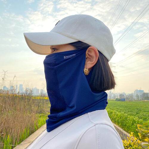 抗UV冰丝护颈薄款运动高尔夫网纱拼接透气面纱男女户外防晒夏