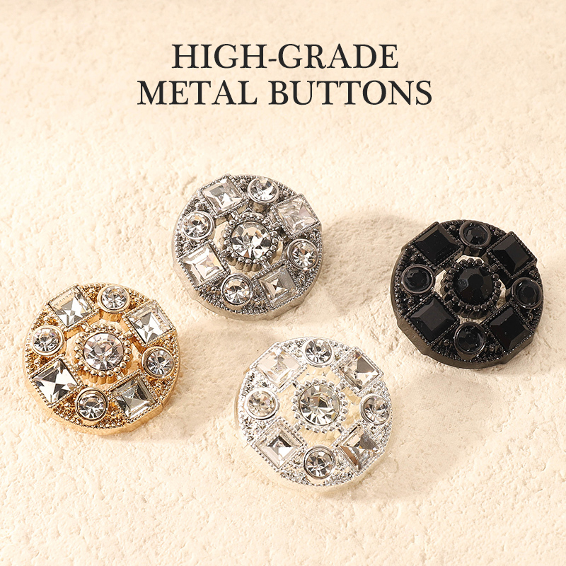 西装外套皮草圆形钮扣镶钻米字扣