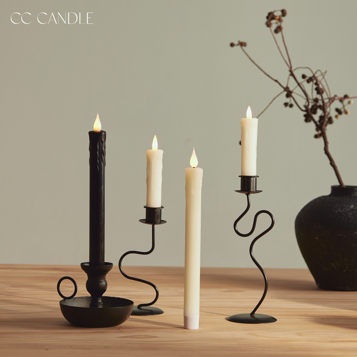 细长杆电子仿真假蜡烛遥控无烟无味石蜡婚礼婚礼餐厅节日装饰摆件