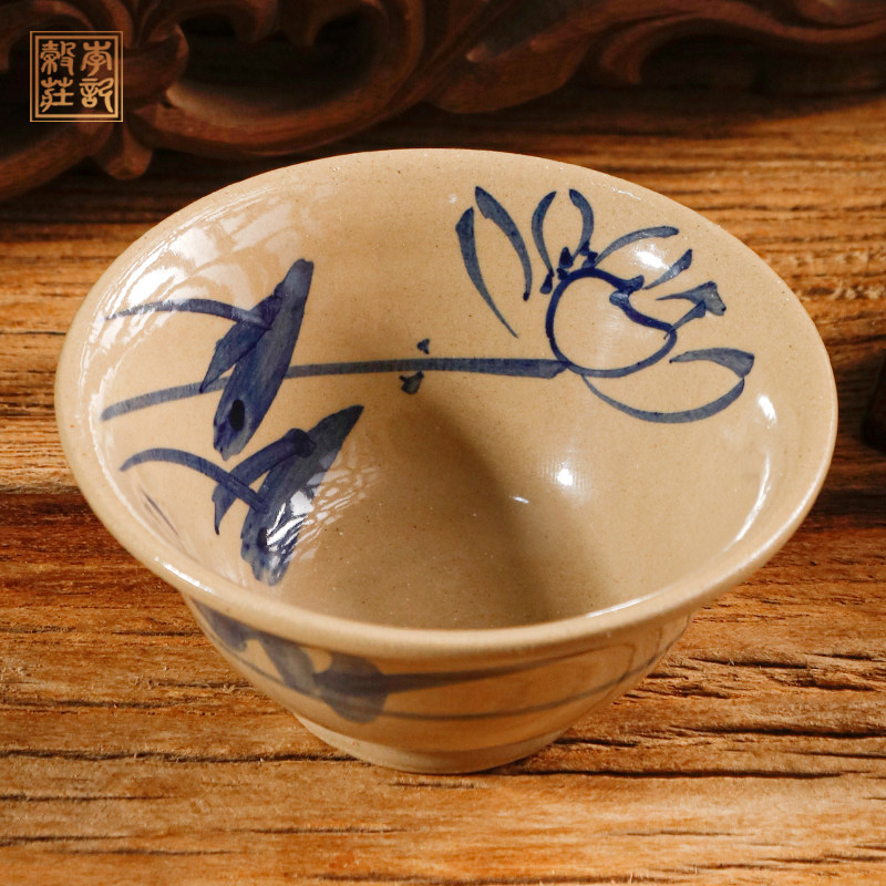 李记谷庄100ml以下水墨风云青花云南土陶手工绘制茶杯
