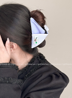 原创韩国紫色三角形抓夹复古小众鲨鱼夹大号发量多发夹后脑勺盘发